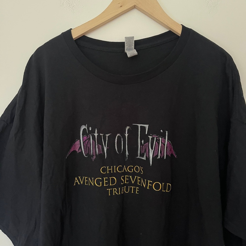 Gildan Chicago City of Evil Avenged Sevenfold Tribute Band T-Shirt Black 3XL